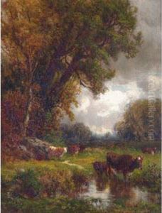 Cows Resting By A Stream