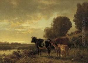 Sunset With Cows by William M. Hart
