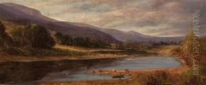 (2) Rowboat On A River Cattle By A River