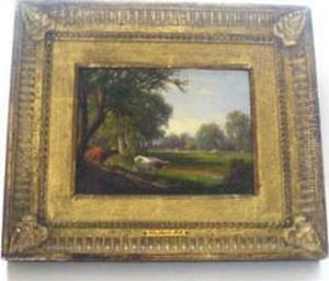 Landscape With Two Cows by William Howard Hart