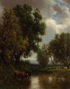 Cattle By The Stream by William Howard Hart
