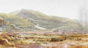 Landscape With Cottage And Turf Stacks by Henry Albert Hartland