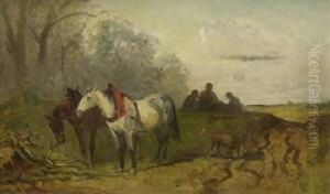 Rastende Bauern Mit Pferden Und
Hund by Ludwig Hartmann