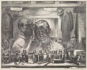 Two Lithographs
Untitled (self-portrait In Barber Shop) by George Kenneth Hartwell