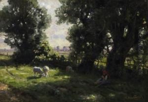 On The Pasture. Signed Bottom Right: H. Hartwich by Hermann Hartwich