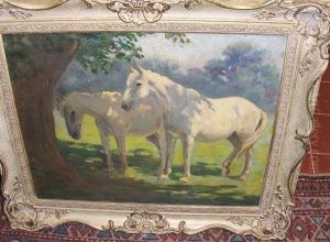Ponies Resting Beneath The Shade Of A Tree by Harvey Harold