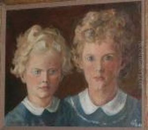 Portrait Study Of Two Young Girls by Harvey Harold