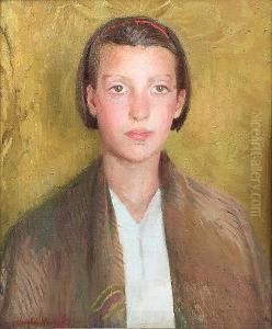 The Brown Eyed Girl: Portrait Of Joan James by Harvey Harold