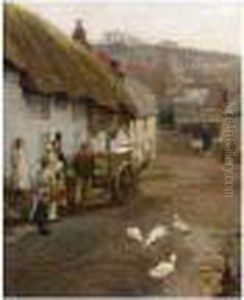 The Village Street, Newlyn by Harvey Harold