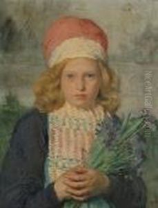 A Portrait, Bust Length, Of A Young Girl With Irises