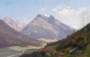 Blick Aus Dem Stubaital Inpinnistal Mit Kirchdachspitze by Carl Hasch
