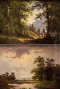 Pair Of Oils On Panel by Carl Hasch