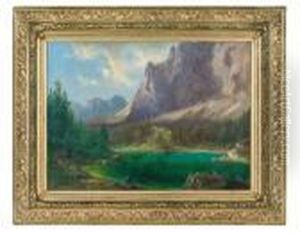 Landschaftsmaler Mit Vorwiegend Alpenlandschaften Tatig)gebirgssee by Carl Hasch