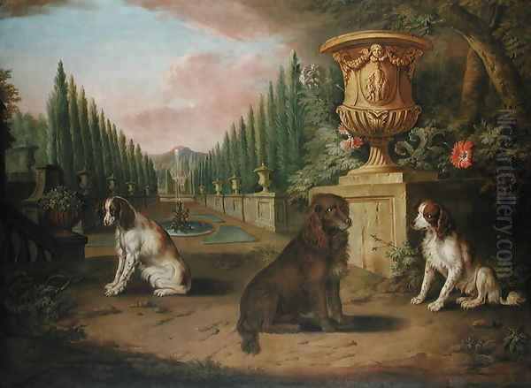 Three Spaniels in a formal garden c.1730 - view 1
