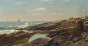 Rocks At Narragansett, Rhode Island by William Stanley Haseltine