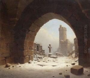 Burgruine. by Carl Georg Adolph Hasenpflug