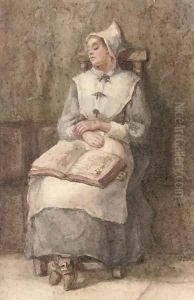 A Breton girl sleeping by Edward Calvert