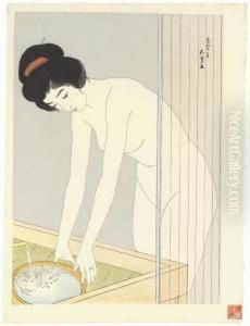 Kao Arau Onna/woman Washing Her Face by Goyo Hashiguchi