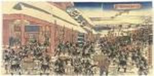 Gishi Honmo O Toge Sakaya Ni Atsumari Iwattehikitori No Zu ( by Sadahide Hashimoto