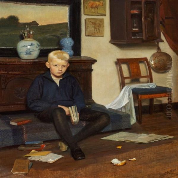 A Boy Reading - view 1