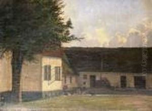 Gardstun Med Frittgaende Hons by Otto Haslund