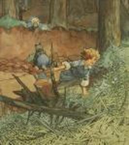 Three Bears - Goldilocks Running Away From The Bears by John Hassall