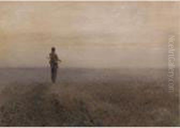 Indian Girl On A Rock; Indian Hunter At Sunset - view 1