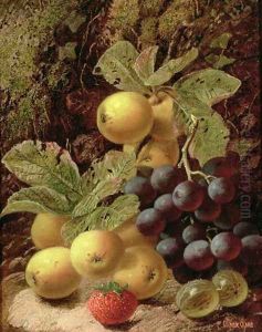 Still Life with Apples, Grapes, Strawberry and Gooseberry by Oliver Clare
