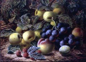 Still Life with Apples, Plums, Grapes and Raspberries by Oliver Clare