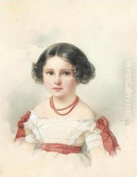Portrait Of A Young Girl With A Red Necklace - view 1