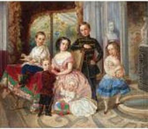 The Children Of The Duke Of Leutchtenberg By A Marble Pool The Children Of The Duke Of Leutchtenberg By A Marble Pool