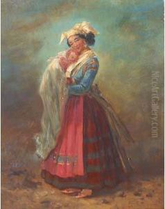 Femme Avec Enfant Dans Ses Bras by Antoinette Cecile Hortense Lescot Haudebourt