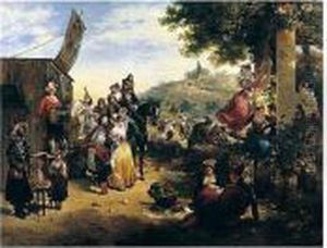 Fete Populaire Aux Environs De Rome by Antoinette Cecile Hortense Lescot Haudebourt