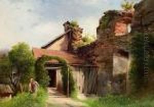 Im Garten An Der Burgmauer by Karl Franz Emanuel Haunold
