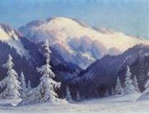 Wintertag Am Holzeck Mit Hinterwaldkopf (schwarzwald, Nordl by Karl Hauptmann