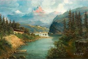 Idyllische Schweizer 
Gebirgslandschaft Mit Flusslauf Am Fusedes Matterhorns In 
Stimmungsvollem Morgenlicht by Karl Hauptmann