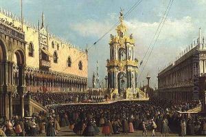 Venice- the Giovedi Grasso Festival in the Piazzetta, 1750s