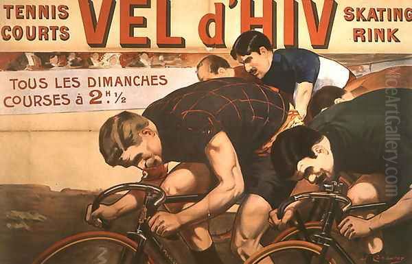 Races every Sunday, poster advertising the 'Vel d'Hiv' (velodrome d'hiver), 1910 - view 1