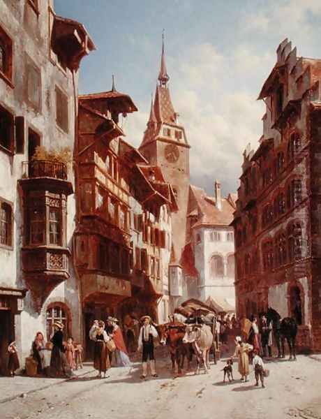 Figures on the Street in Zug, Switzerland, 1880 - view 1