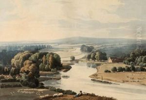Vues De La Campagne Anglaise : 
Windsor Castle ; View Of The Thames At Strealey ; Abingdon Bridge &amp; 
Church ; Caversham Bridge Near Reading.