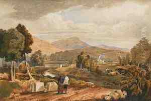Two Figures By A River, Lake District