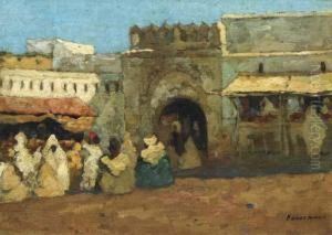 Figures In A North-african Town by Hendrik Johannes Haverman