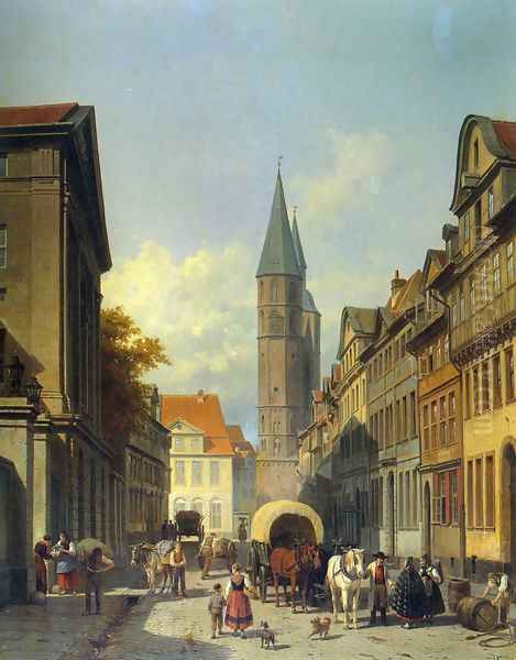 A Busy Street in a German Town - view 1