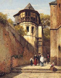 A Family In A Sunlit Street by Jacques Carabain