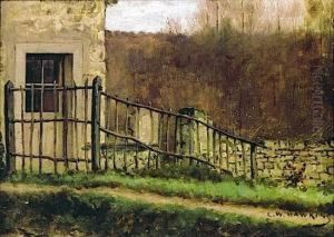 Vue D'une Cloture De Maison by Louis Welden Hawkins