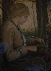 Jeune Paysanne Cousant