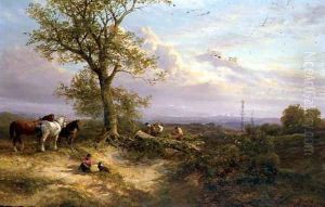 Timber Felling, Sussex, Evening, 1876 by George Cole, Snr.