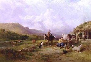 Milking Time on the Swale, Yorkshire, 1863 by George Cole, Snr.