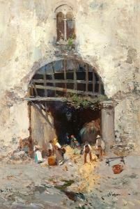 Entrance To The Market, Naples by Bernard Hay