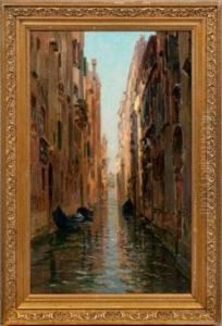 Impressionstische Ansicht Von Venedig Mit Hausern An Einem Schmalen Kanal by Bernard Hay
